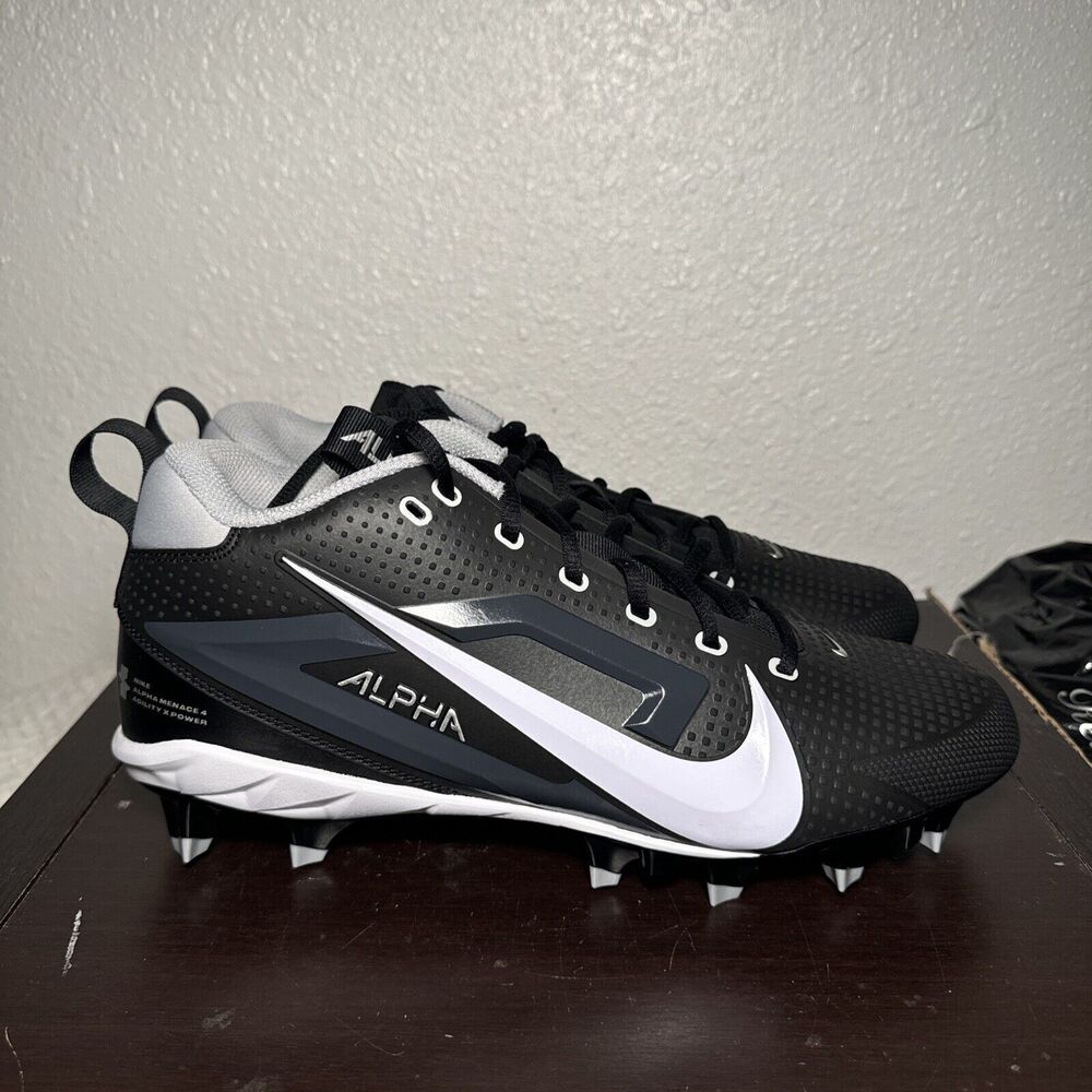 Nike Alpha Menace 4 Varsity Molded Football Cleats Men 11 Black White FN0027-001